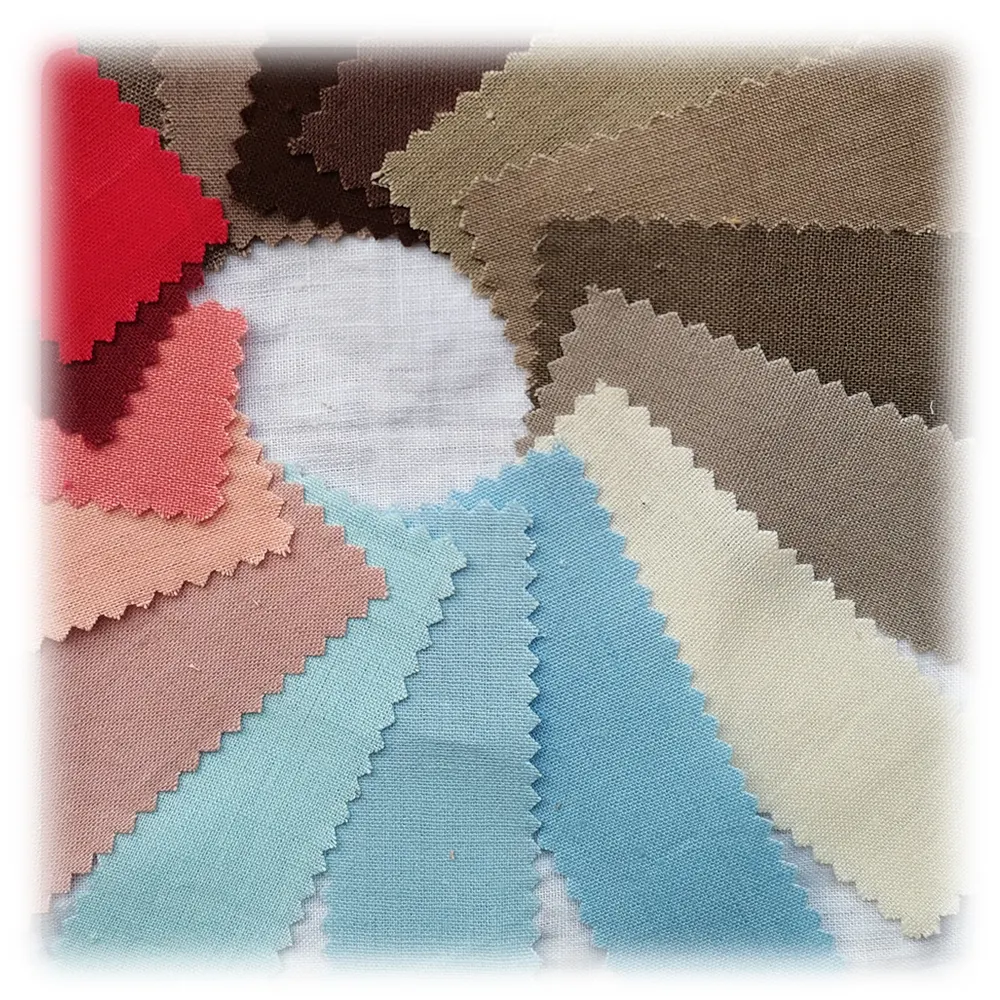 50% Leinen Baumwoll mischung gewebter Stoff für Kleid Großhandel glatt gefärbten Flachs stoff für Hosen