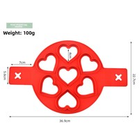 Moule à œufs vapeur en silicone à sept cavités en forme de cœur, multi-emplacements pour crêpes et œufs frits, compatible four