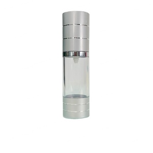 Flacon en plastique argenté de 15 ml, 20 ml, 30 ml avec pompe sans air pour lotion et fond de teint - Product Image 2