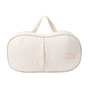 Clothing Organizer Storage <b>Bag</b> Beige Pink Rectangle Travel Bra Underwear Pouch With Mesh Compartment For Trip Use - Product Image 2