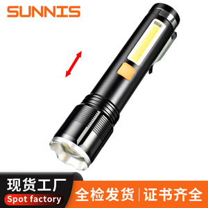 Rechargeable Flashlight With Cob Side Light Aluminum Alloy Waterproof Outdoor Led <b>Torch</b> High <b>Brightness</b> Long Runtime - Product Image 5
