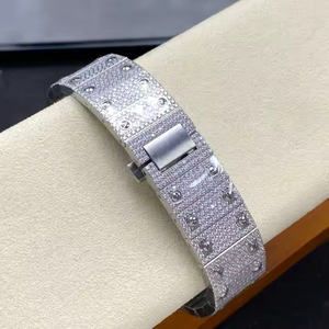 Moissanite Diamond <b>Mens</b> Luxury Fashion Professional Watch Quartz Movement Alloy <b>Stainless</b> <b>Steel</b> Band 5mm Scratch Resistant Glass - Product Image 4