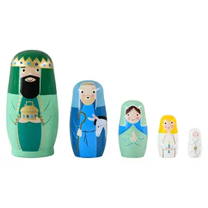 Búp Bê Bằng Gỗ Chất Lượng Hàng Đầu Tùy Chỉnh 5 Cái Vua Matryoshka Búp Bê Cho Quà Tặng Kỳ Nghỉ