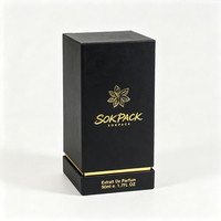 Boîte à parfum personnalisée de luxe en papier rigide avec impression dorée, boîte cadeau pour flacon de parfum unique de 50 ml, emballage cadeau