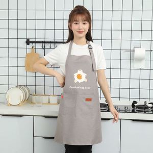 Tablier de cuisine imperméable sans manches en coton et lin pour femme, taille adulte, avec logo mignon, lavable, idéal pour le nettoyage - Product Image 6