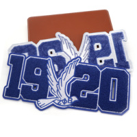 Vente en gros OEM ODM bleu royal 11 pouces Zeta Phi Beta 1920 personnalisé chenille brodé 3D fer patchs paillettes décoration pour chapeau