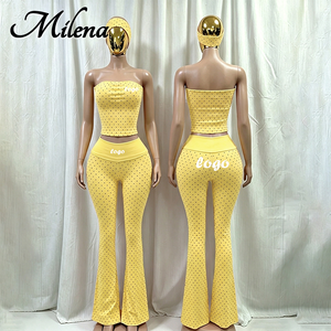 Set Estivo Casual Due Pezzi Y2K: Top a Tubo e Pantaloni Svasati con Stampa Digitale, Vestibilità Slim, con Fascia per Capelli - Product Image 5