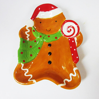 Adorable Assiette à Salade et à Beurre en Porcelaine Personnalisée avec un Dessin de Père Noël pour Enfants, Décoration de Noël, Assiettes pour Bonbons et Snacks, Fabriquées à la Main, Durables
