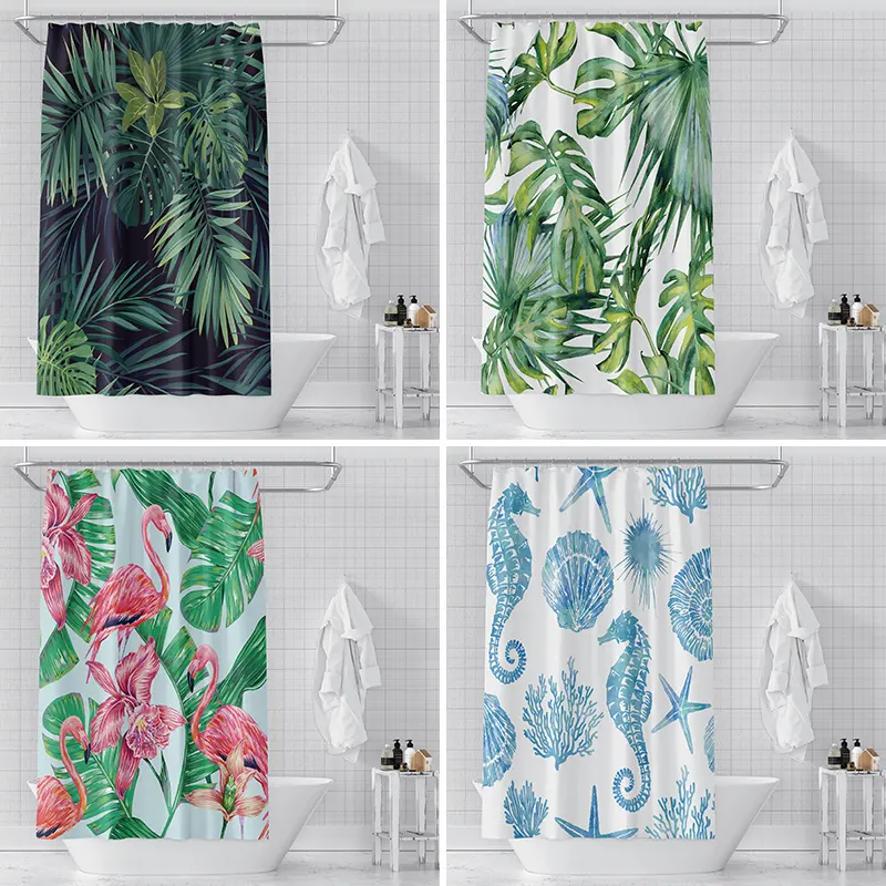 Promotion Custom Design Digital Printing Mildew Resistant Waterproof Bathroom Shower Curtain