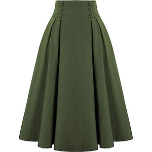 2026 Spring And Autumn Casual Pleated Vintage Corset Skirt High Waist Casual A-line Long Skirt With Pockets - Product Image 4