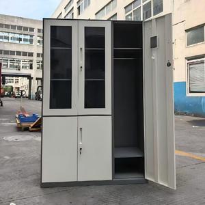Tủ hồ sơ văn phòng kim loại với cửa kính, phần tủ quần áo, kệ có thể điều chỉnh và cửa thép có thể khóa để lưu trữ văn phòng - Product Image 1