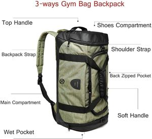 Muestra gratuita de bolsa deportiva de viaje fabricada en China con tres compartimentos ajustables para zapatos y múltiples usos como bolsa de lona de viaje - Product Image 2