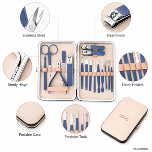 Juego <span class=keywords><strong>Profesional</strong></span> de 16 Piezas de Cortaúñas de Acero Inoxidable, <span class=keywords><strong>Kit</strong></span> de Cuidado Personal con Estuche de Cuero de Lujo OEM - Product Image 2