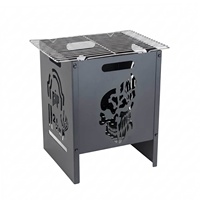 Barbecue pliable en fer pour Halloween, foyer portable, poêle à bois extérieur, four à charbon de bois pour camping, cuisson transfrontalière