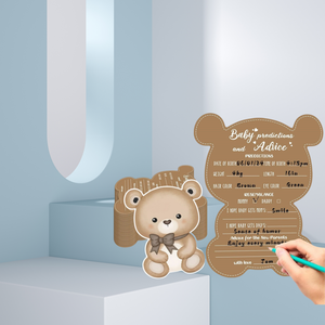 Le carte di previsione a forma di orso più vendute per la festa di compleanno di rivelazione di genere Baby Shower per le docce per bambini o bambine - Product Image 5