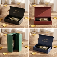 Boîte cadeau de luxe en carton pour soins de la peau et parfums, rouge et verte, rectangulaire, avec fermeture magnétique, pour huiles essentielles, avec logo estampé or