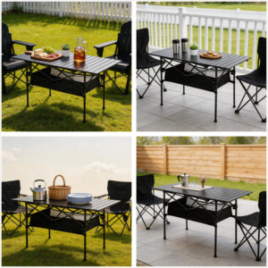 Adjustable Folding Stone <b>Table</b>-30x20" 3 Height Settings Lightweight Portable <b>Camping</b> Outdoor Indoor - Product Image 2