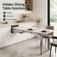 Glissière de tiroir extensible à design dissimulé sans soudure en aluminium ou acier laminé à froid pour un look d'armoire épuré