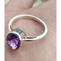 Bague en argent sterling 925 avec améthyste violette naturelle, pierre de naissance de février, bijou élégant pour femme
