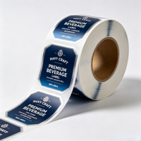 Étiquettes personnalisées en rouleau bleu marine avec bordure argentée, autocollants synthétiques imperméables de qualité supérieure pour l'impression sur bouteilles