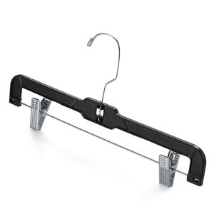 5131 Cintre en plastique noir <span class=keywords><strong>de</strong></span> 14 pouces avec crochet en métal <span class=keywords><strong>pivotant</strong></span> <span class=keywords><strong>à</strong></span> 360 et clips rembourrés en métal antidérapants pour vêtements - Product Image 2