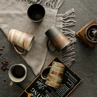 Mug à café en céramique artisanal vintage personnalisé, grande capacité, tasse à eau rétro en grès, mug en poterie esthétique pour le bureau et la maison