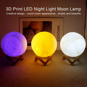 Lampe de lune 3D imprimée de 8 cm, très vendue, de luxe, pour la chambre des enfants, lampes de table pour la décoration de la maison, artisanat naturel - Product Image 2