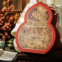 Boîte d'emballage en papier personnalisée OEM pour gâteaux de lune chinois traditionnels en forme de calebasse, avec séparateurs intérieurs, vente en gros
