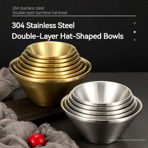 <span class=keywords><strong>Bol</strong></span> à soupe et à nouilles japonais en acier inoxydable double couche 250/390/450/620/750/<span class=keywords><strong>900</strong></span>/1200ml, design en forme de chapeau, poli pour restaurant - Product Image 2