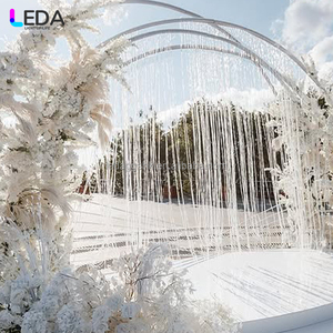 ฉากหลังงานเลี้ยงกลางแจ้ง LEDA สีขาว ทำจากโลหะ รูปทรงโค้งมน ประดับม่านลูกปัดเหล็กดัด สำหรับงานแต่งงาน - Product Image 3