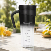 Draagbare USB-C oplaadbare blender fruitsapcentrifuge met roestvrijstalen messen, IPX7 waterdicht, geschikt voor auto en camper, 460 ml capaciteit, lange batterijduur