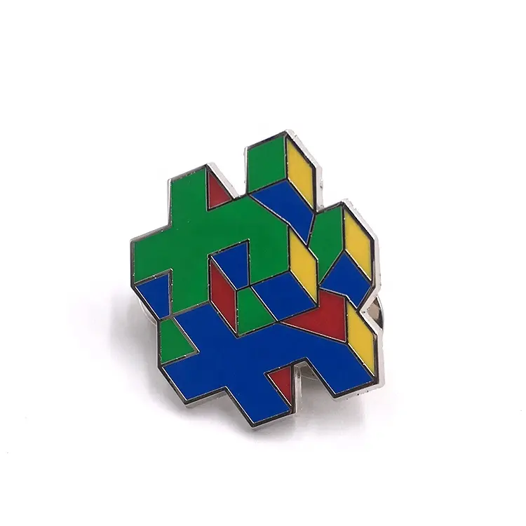 China manufacturer DIY pin with personalized Cube design hard enamel badge pin