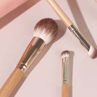 Ensemble de pinceaux de maquillage professionnels, poils synthétiques, pinceau plat en éventail, manche en bois, fard à paupières, cils, blush, outils en gros, Guangdong