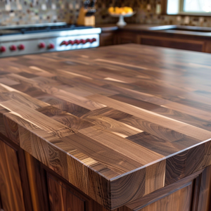 عدادات مطبخ من الخشب المصمت من الجوز في ااااااااااارة جنوبية بتصميم عصري حمامات تناول الطعام في الفنادق مع أسطح طاولات حديثة - Product Image 3