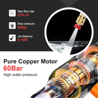 Nettoyeur haute pression sans fil 60 bars avec batterie lithium 80Wh 20000mAh et pompe auto-amorçante pour le lavage de voitures