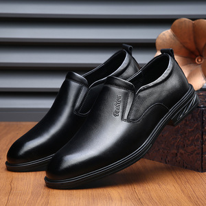 New <b>Men's</b> Formal Genuine Leather Business Casual Loafers with Chunky <b>Heels</b> Slip-On Style <b>for</b> Middle-Aged Elderly <b>Men</b> - Product Image 6