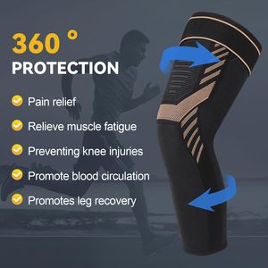 Manchons <span class=keywords><strong>de</strong></span> compression élastiques en Spandex pour genoux, supports longs pour jambes, avec sangles réglables - Product Image 5