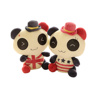 OEM juguetes de animales de dibujos animados de peluche para niños suave con una gorra de rayas de peluche Panda personalizado empresa de peluche mascota logotipo imprimible