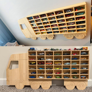 Estante de exhibición para 42 coches de juguete, organizador de madera para camiones de juguete, vitrina para modelos de coches, armario de almacenamiento de coches de juguete montado en la pared - Product Image 3