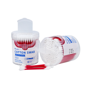 200 unidades/caja de bastoncillos de algodón de doble punta redonda con palo de papel rojo y caja redonda, para uso profesional en clínicas y hospitales, para el apósito de heridas. - Product Image 3