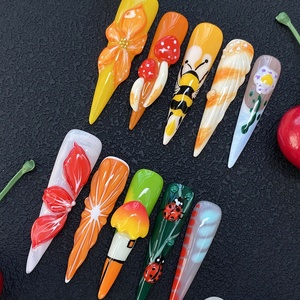 Lot de 10 faux ongles en <span class=keywords><strong>gel</strong></span> peints à la main, design personnalisé de luxe, ongles artificiels sculptés faits à la main - Product Image 5