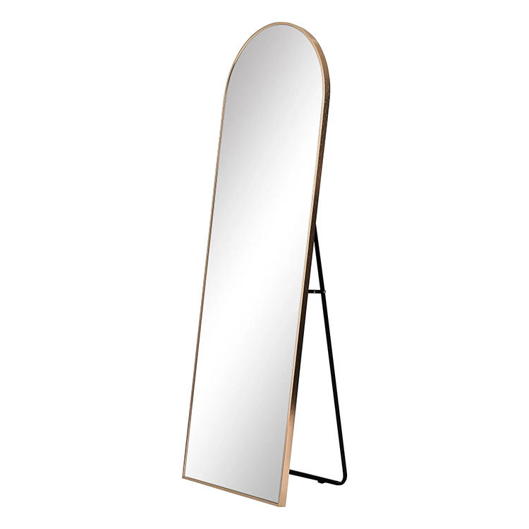 Full-body Art Deco Arched Glass Mirror with Aluminum Frame; Freestanding Design for Home Use in Bedroom and Dormitory · image 1