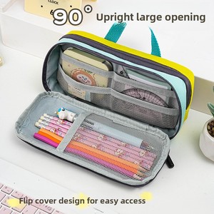Trousse à crayons portable en toile pour étudiants <span class=keywords><strong>Xiao</strong></span> <span class=keywords><strong>Mei</strong></span>, couleurs contrastées, style 2025, grande capacité, simple, pour garçons - Product Image 3