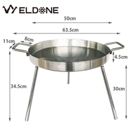 Wajan Penggorengan Stainless Steel dengan 3 Kaki dan 2 Pegangan, Wajan untuk Memasak di Luar Ruangan, Piknik, dengan Kayu Bakar, Arang, atau Gas