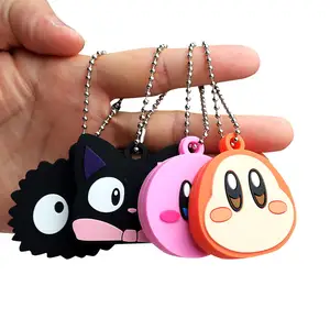 Custom cute cartoon rubber key chains pvc keychain silicone anime protective key case cover holder