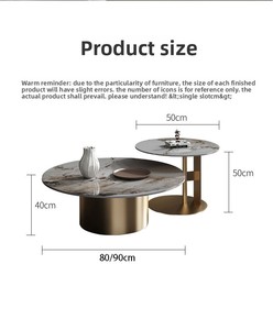 Thiết Kế Sáng Tạo Bàn Cà Phê Đặt Nhà Phòng Khách Thép Không Gỉ Vòng Bàn Cà Phê + Góc Bàn - Product Image 6