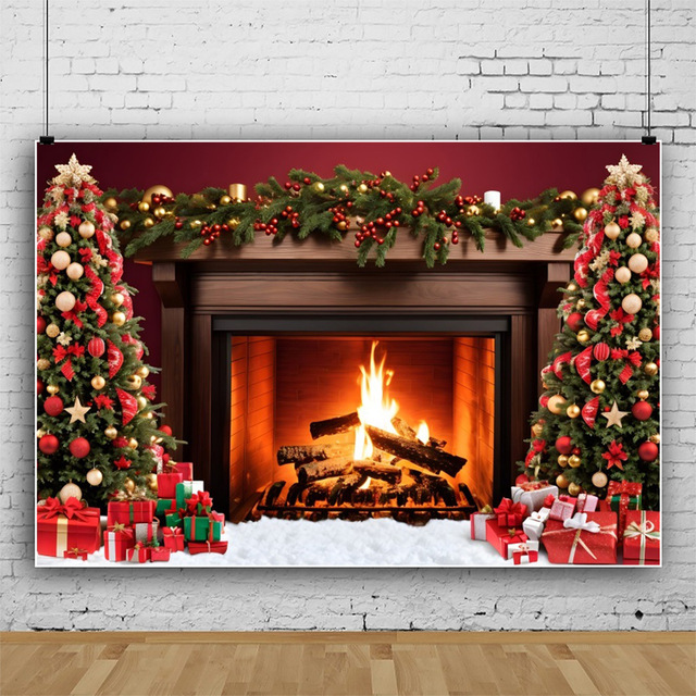 Christmas Photography Backdrop Xmas Home Decorations Background for Photo Booth Photo Shoot