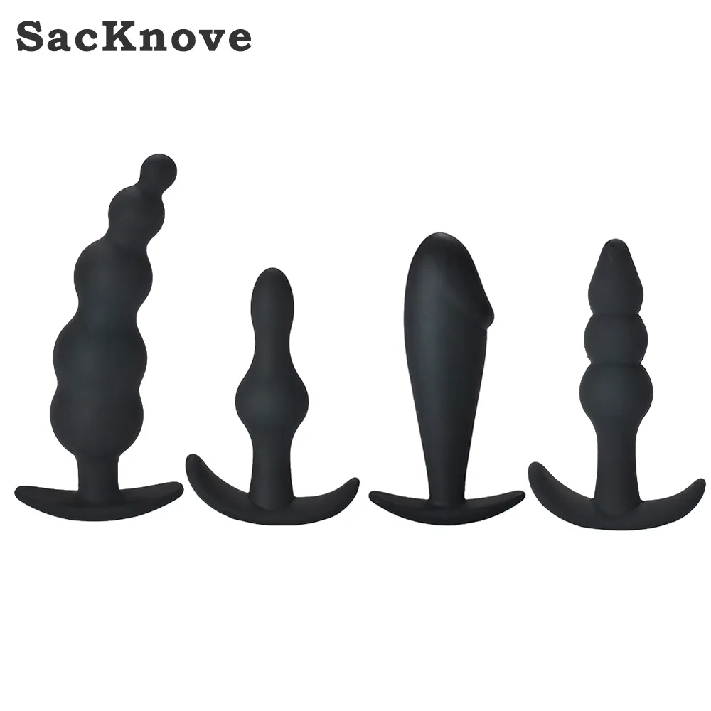 SacKnove 54032 Juguete Silicone 4 pezzi Kit indossando espansione Butt Hole g-Spot vaginale Sex Toy Extender Plug anale donna