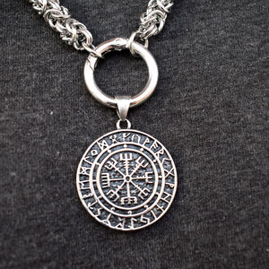 Collar Vikingo SanLan de Acero Inoxidable de 8mm con Diseño de Lobo Pagano y Brújula Vegvisir, Regalo <span class=keywords><strong>para</strong></span> Él - Product Image 1