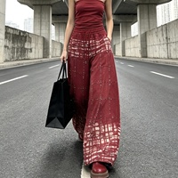 Pantalon décontracté F321/FANMAJIALIE tendance à taille mi-haute, imprimé léopard dégradé avec bandes latérales et cordon de serrage